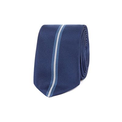 Navy sporting stripe slim tie